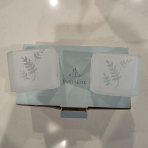 Vtg Partylite Square Pair Leaves Candle Holders NIB Estate Pieces
